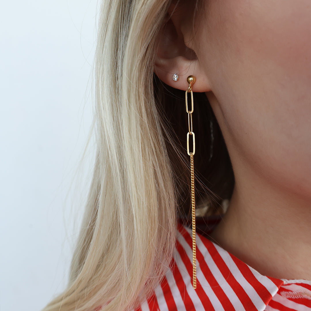 Joined Dangle Earring - Polished Gold Plated Sterling Silver