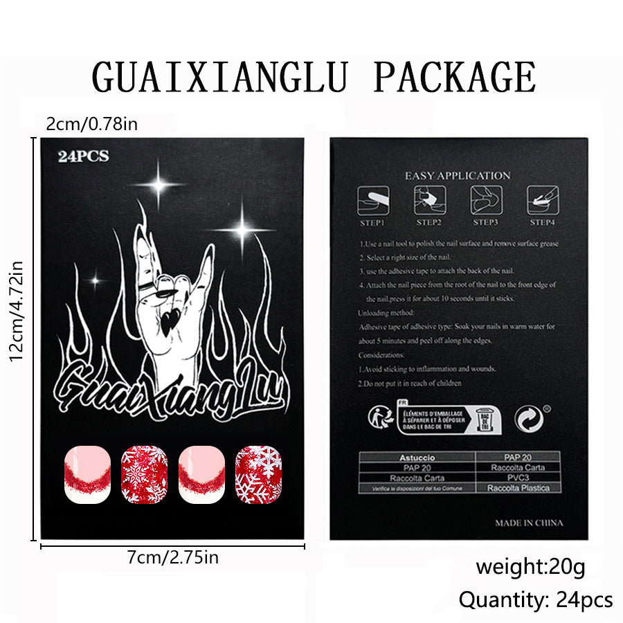 Kurze, glänzende, eckige Nägel – neue Weihnachtsmaniküre im weißen French-Stil