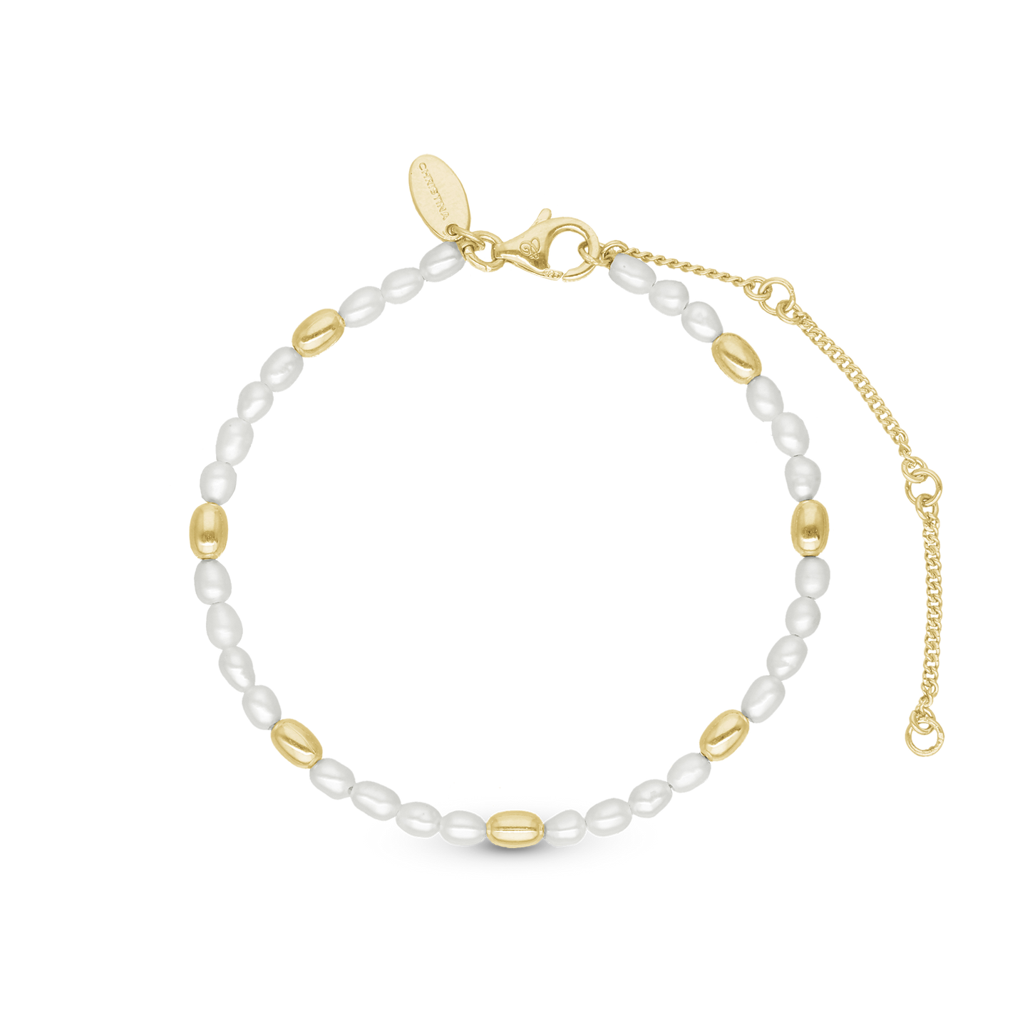 Magic Pearl Bracelet - Gold Plated Sterling Silver with 26 white Ferskvandsperler