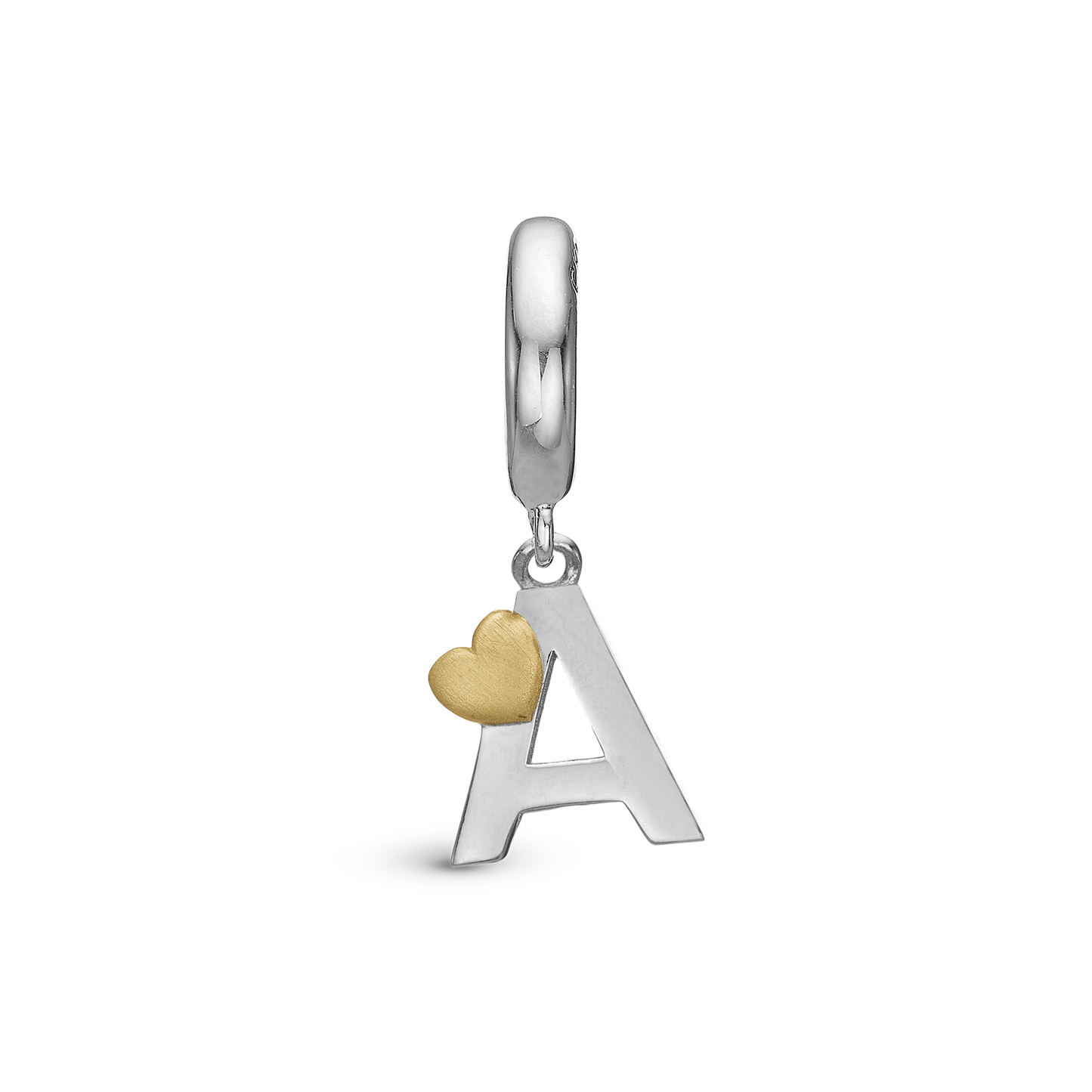 Letter A Drop Earring Charm 6 mm for Bracelet - Polished Bicolor