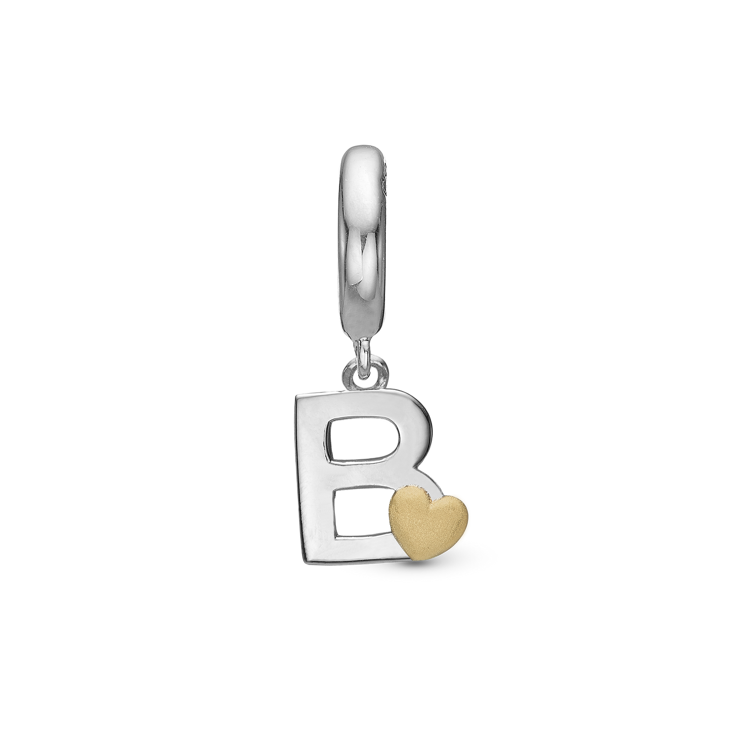 Letter B Drop Earring Charm 6 mm for Bracelet - Polished Bicolor