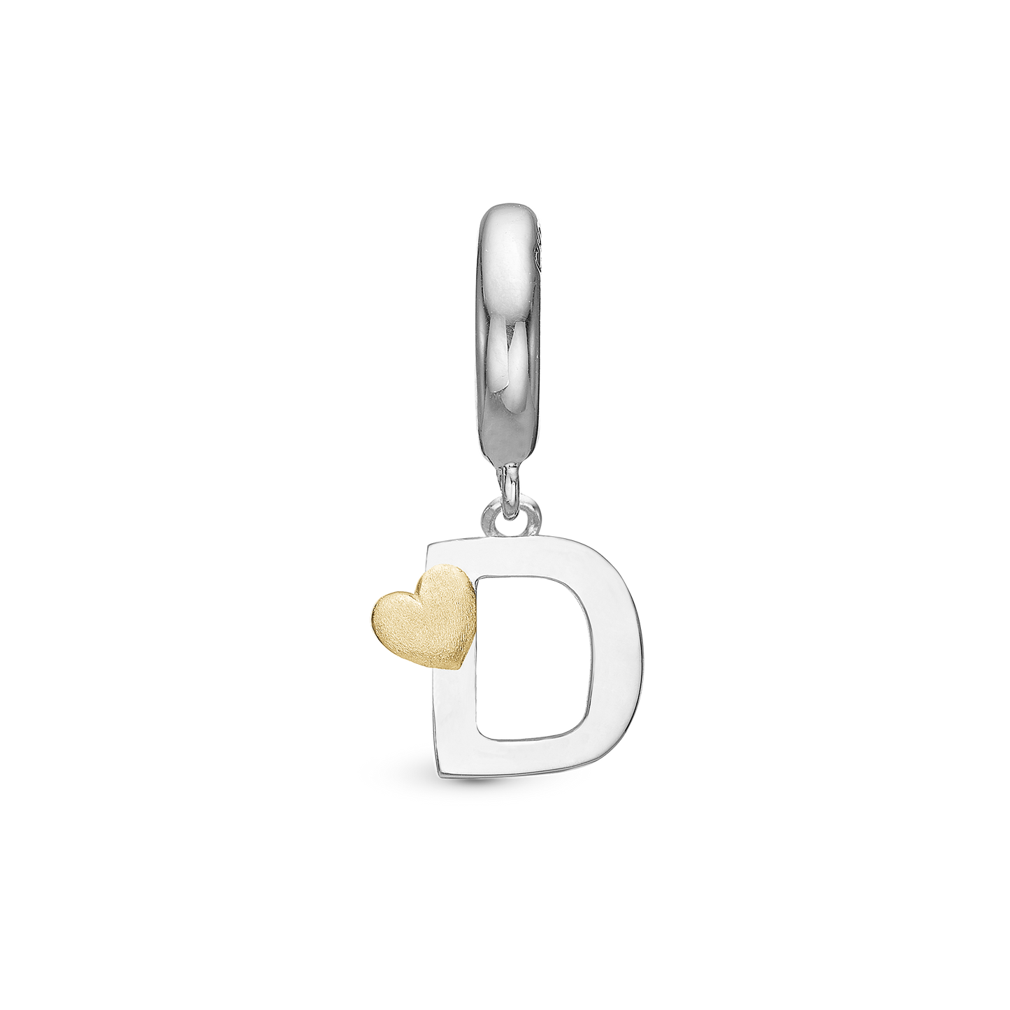 Letter D Drop Earring Charm 6 mm for Bracelet - Polished Bicolor