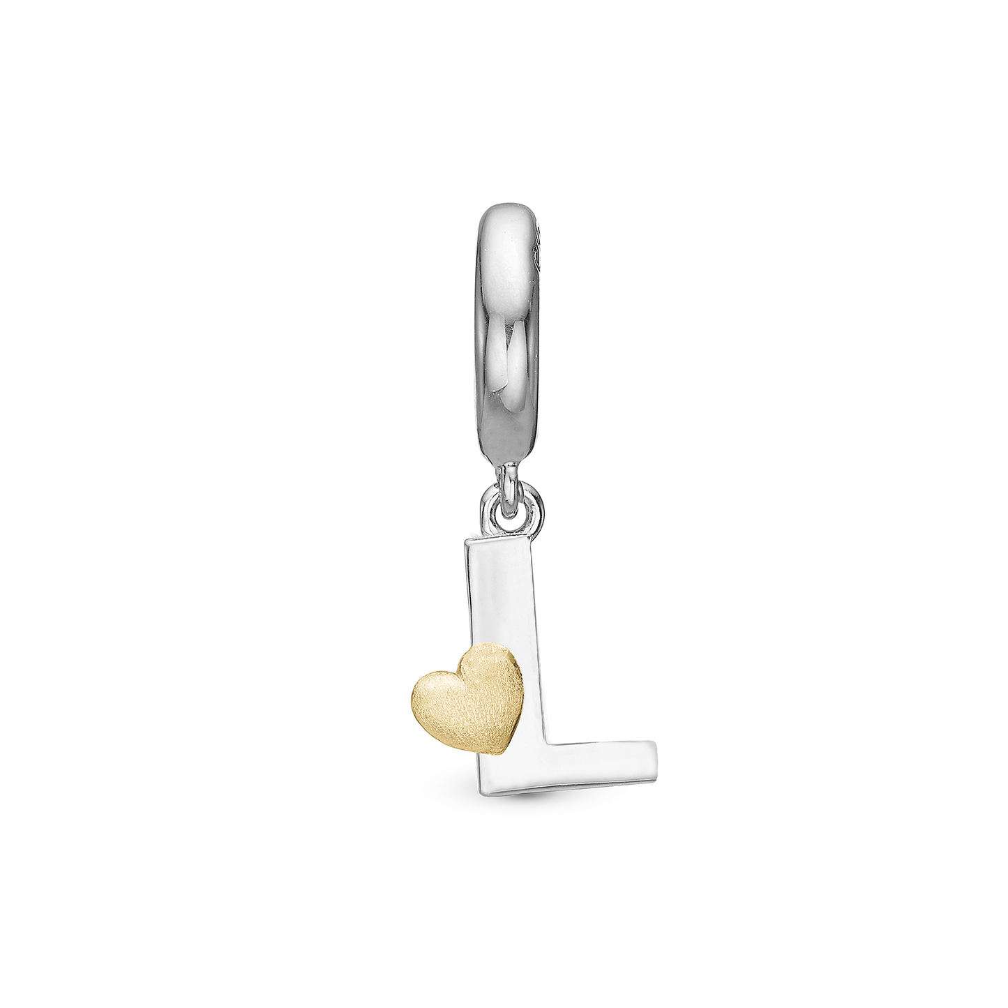 Letter L Drop Earring Charm 6 mm for Bracelet - Polished Bicolor