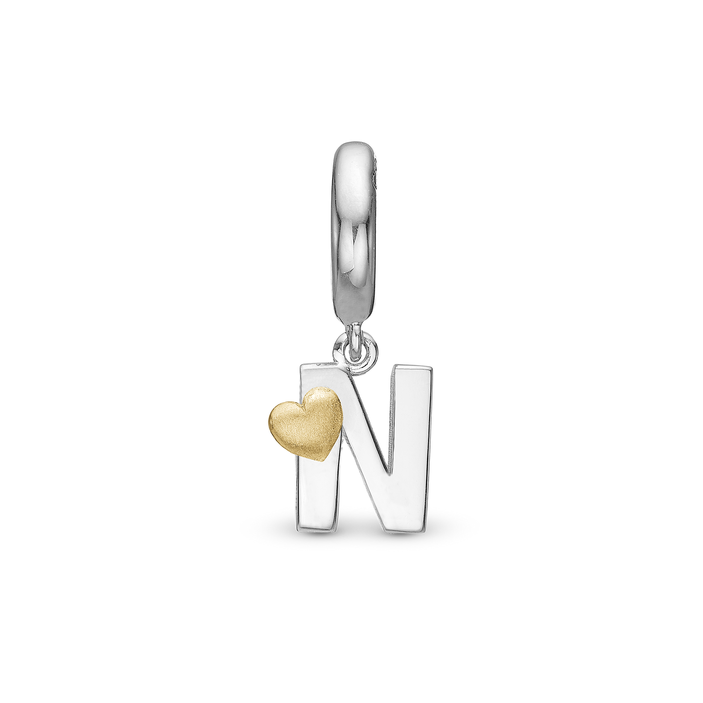 Letter N Drop Earring Charm 6 mm for Bracelet - Polished Bicolor