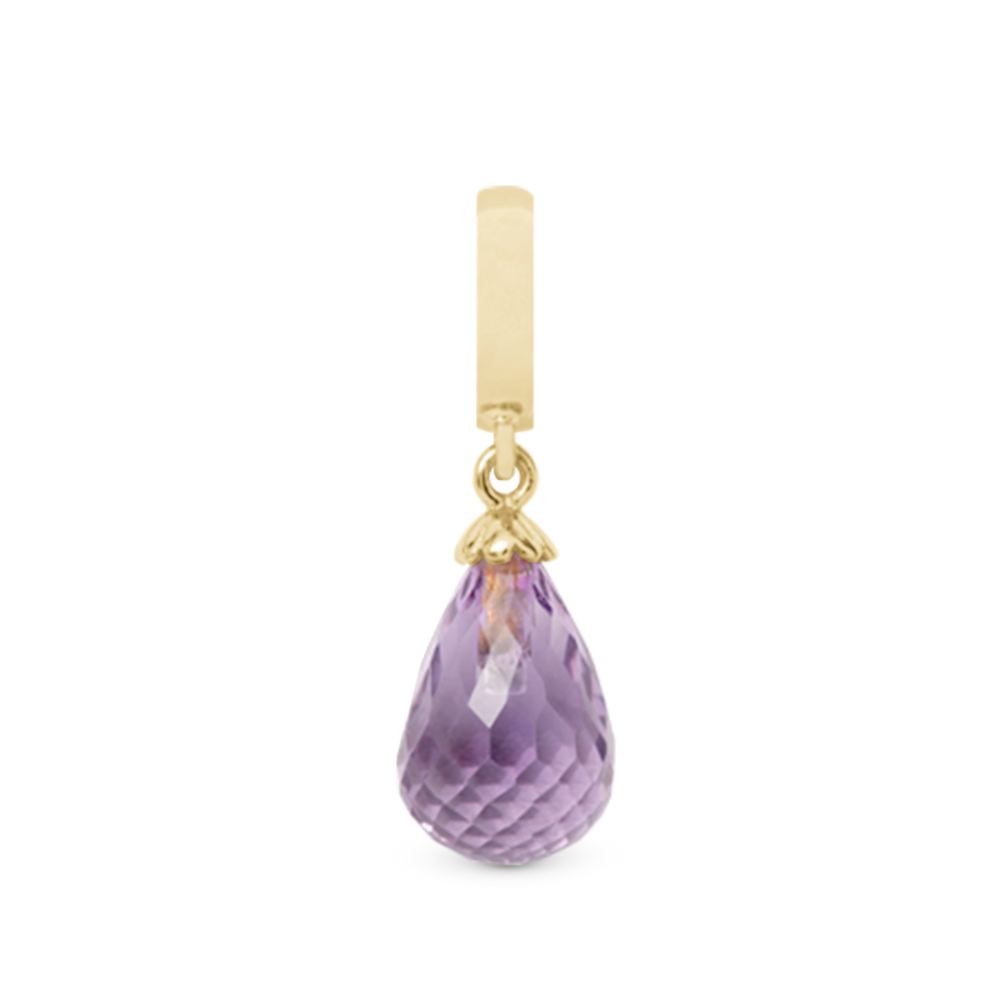 Amethyst pWatchple Drop Earring Charm 6 mm for Bracelet - Polished Gold Plated Sterling Silver with 1 Ametyst