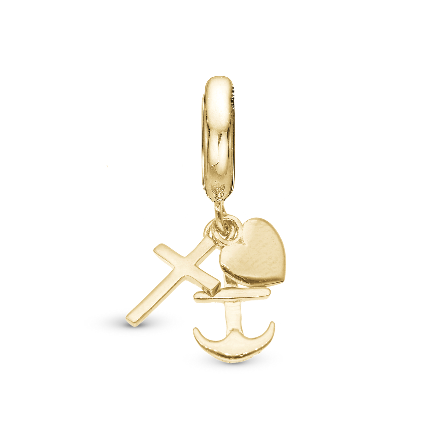 Faith Hope and Love Drop Earring Charm 6 mm for Bracelet - Polished Gold Plated Sterling Silver