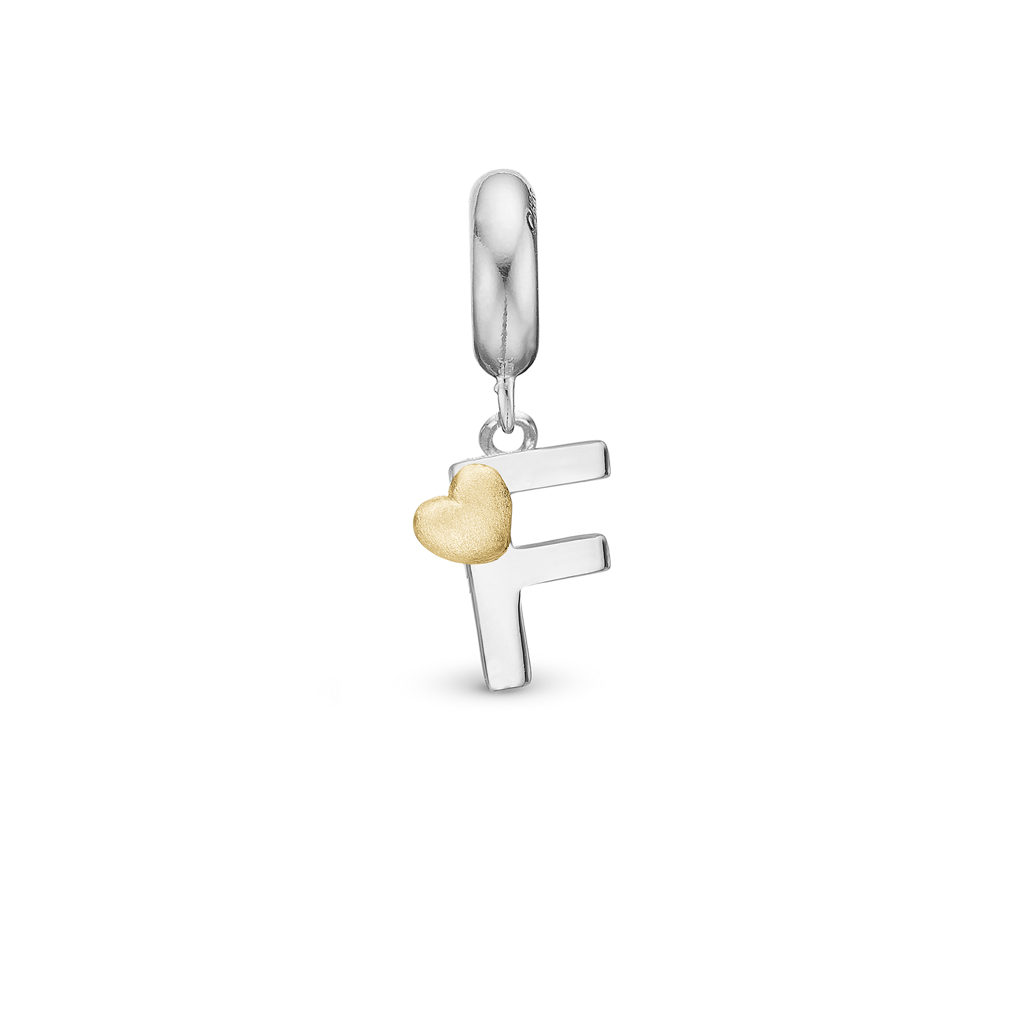 Letter F - Drop Earring Charm 4 mm for Bracelet - Polished Bicolor