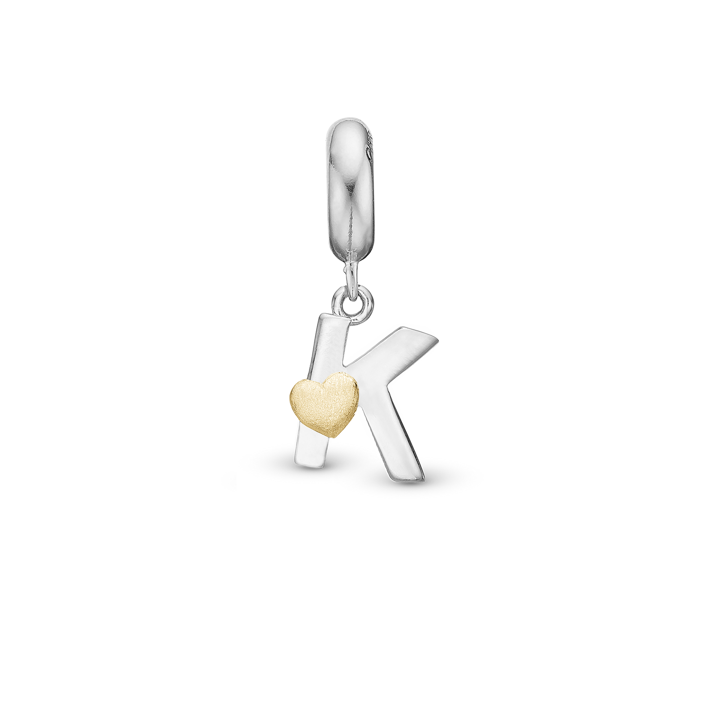 Letter K - Drop Earring Charm 4 mm for Bracelet - Polished Bicolor