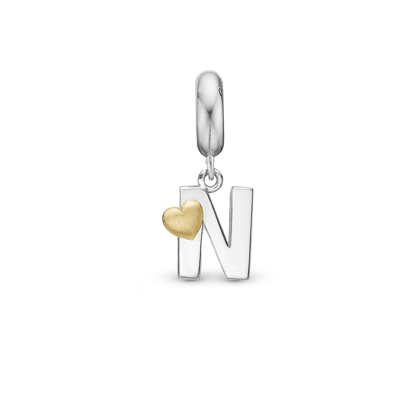 Letter N - Drop Earring Charm 4 mm for Bracelet - Polished Bicolor
