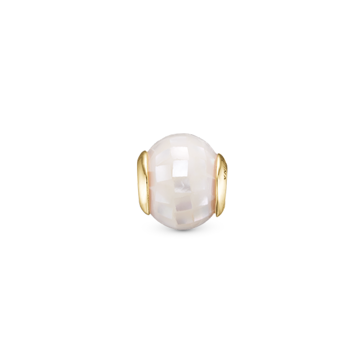 Disco, mother of pearl - Charm 4 mm for Bracelet - Gold Plated Sterling Silver with 1 Perlemor