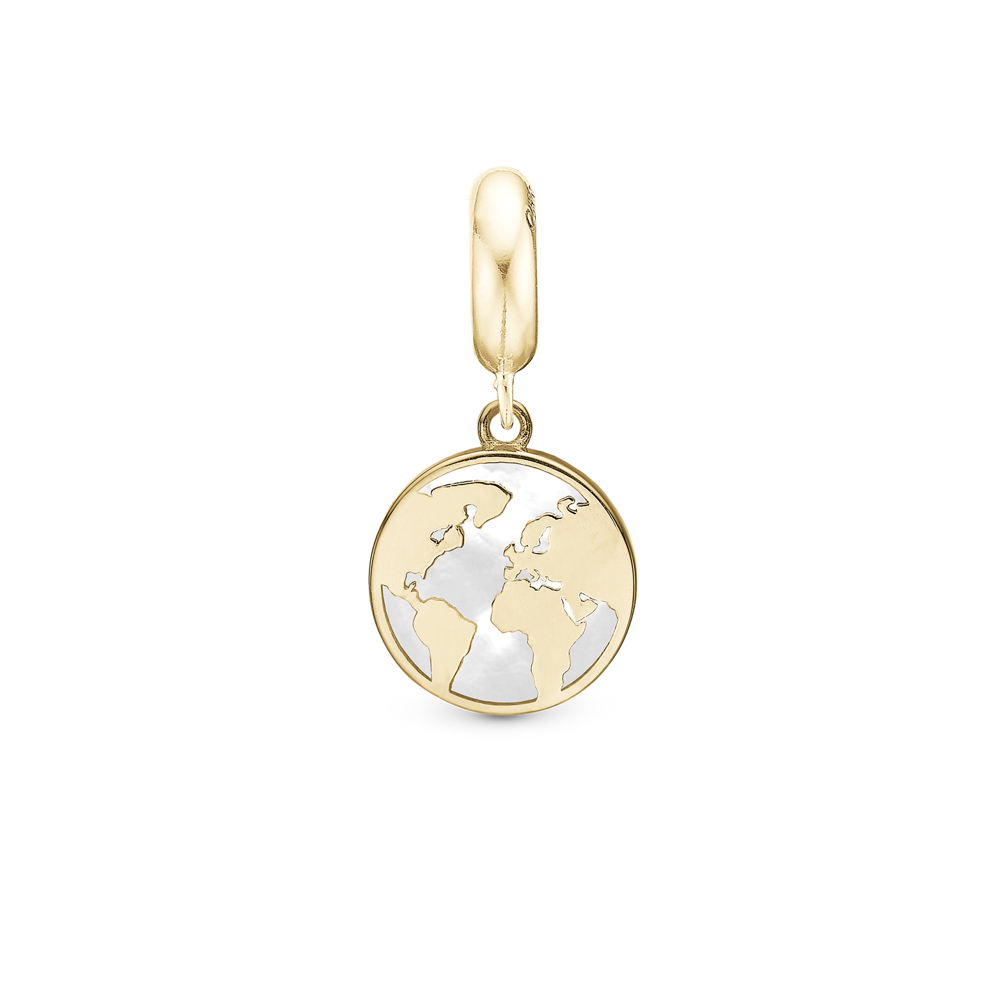 The World perlemor - Drop Earring Charm 4 mm for Bracelet - Polished Gold Plated Sterling Silver with Cubic Zirkonia