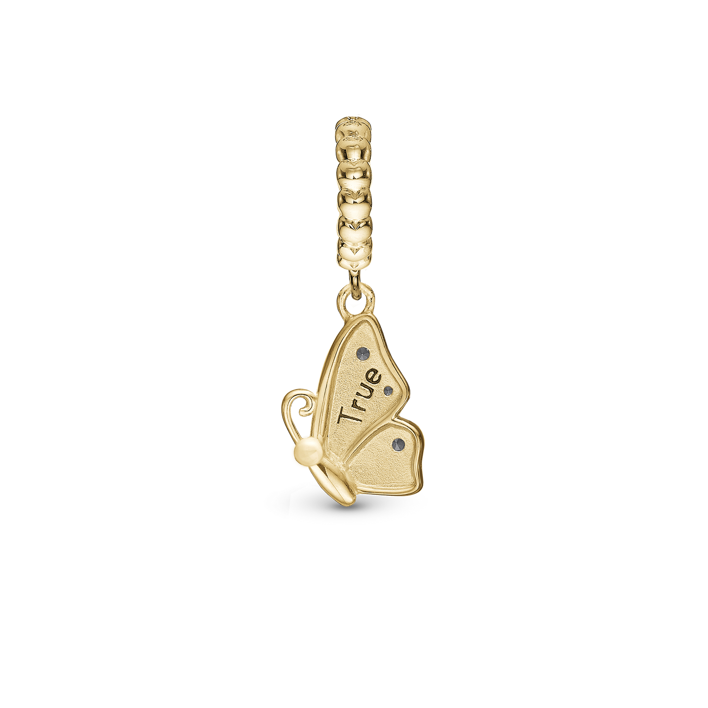 Butterfly True - Dangle Charm 4 mm with Bracelet - Polished Gold-Plated Sterling Silver with 3 Cubic Zirconia