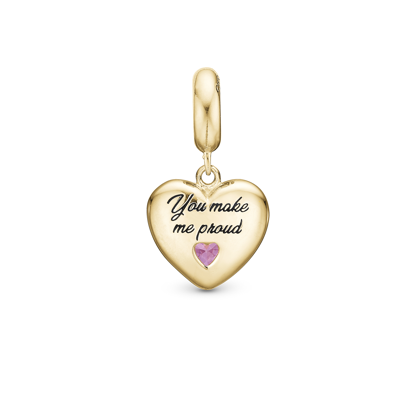 Daughter - Dangle Charm 4 mm with Bracelet - Polished Gold-Plated Sterling Silver with 3 Turmalin