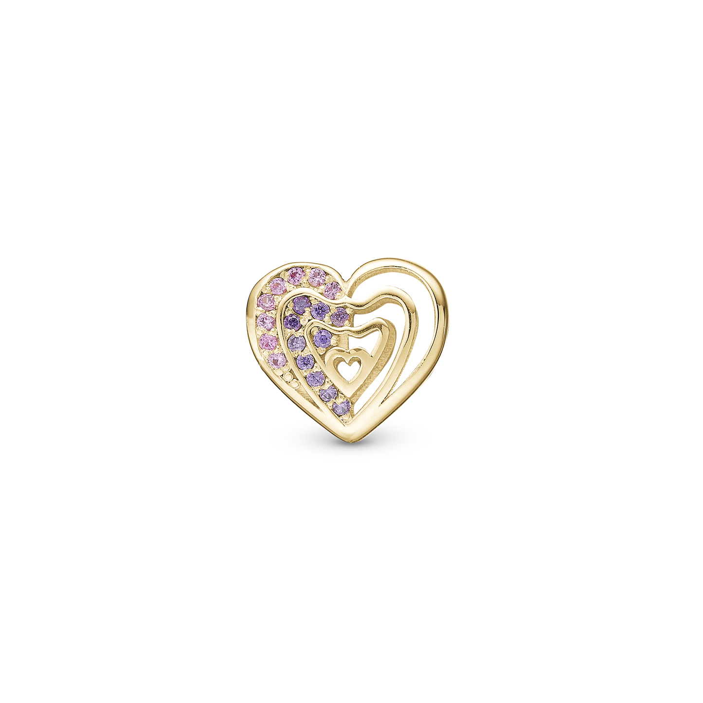 Rainbow Kiss - Charm 4 mm for Bracelet - Gold Plated Sterling Silver with 17 Cubic Zirkonia