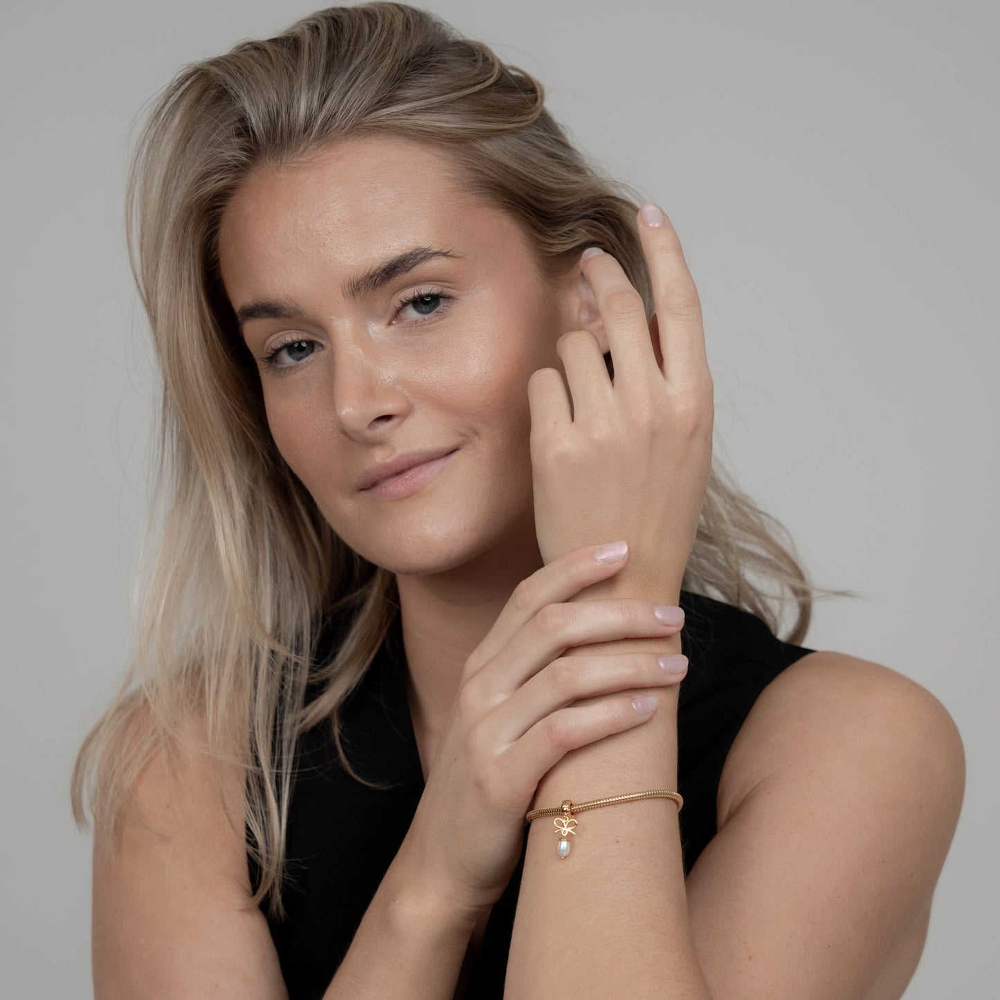 Celebrate - Dangle Charm 4 mm with Bracelet - Polished Gold-Plated Sterling Silver with 1 Cubic Zirconia