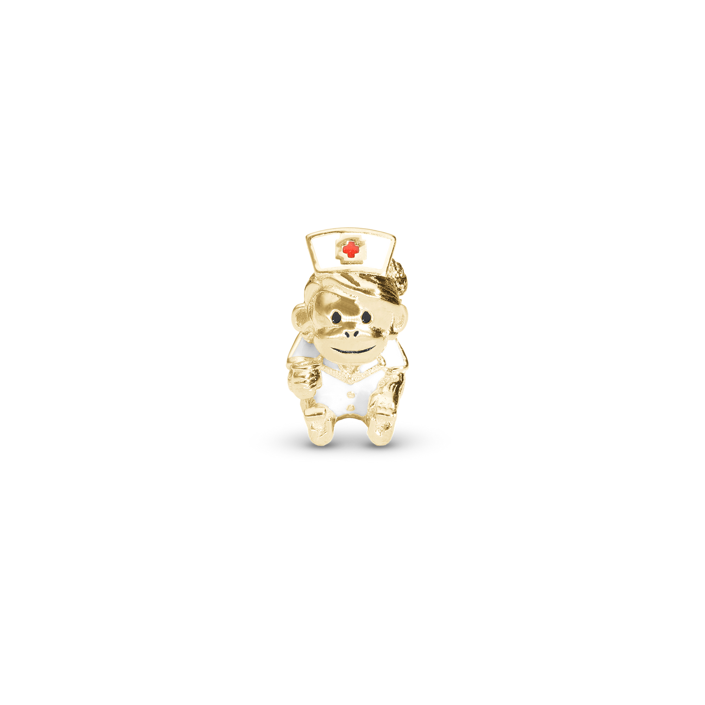 Cute monkey - NWatchse - Charm 4 mm for Bracelet - Polished Gold Plated Sterling Silver