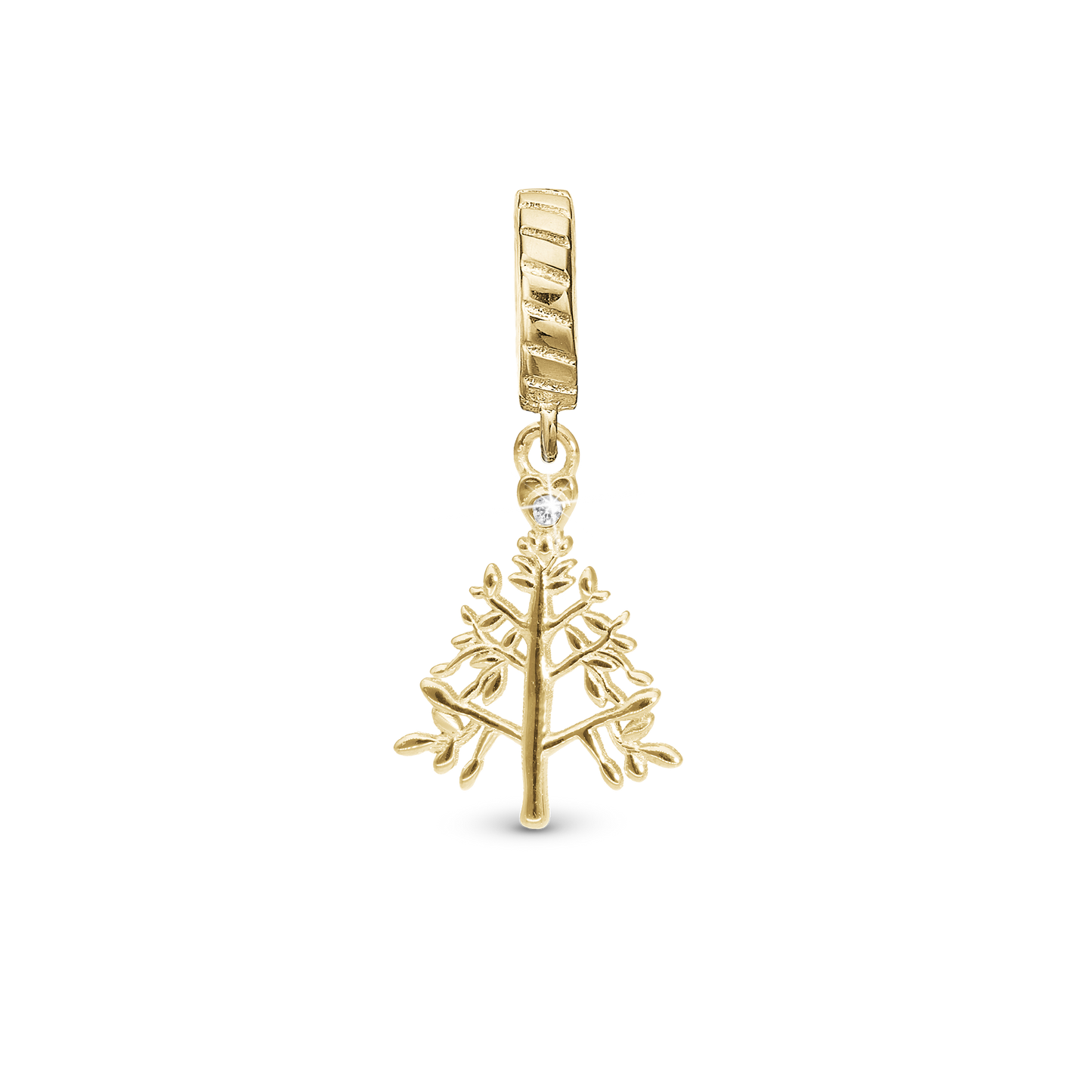 Christmas 2025 - Christmas Tree - Drop Earring Charm 4 mm for Bracelet - Polished Gold Plated Sterling Silver