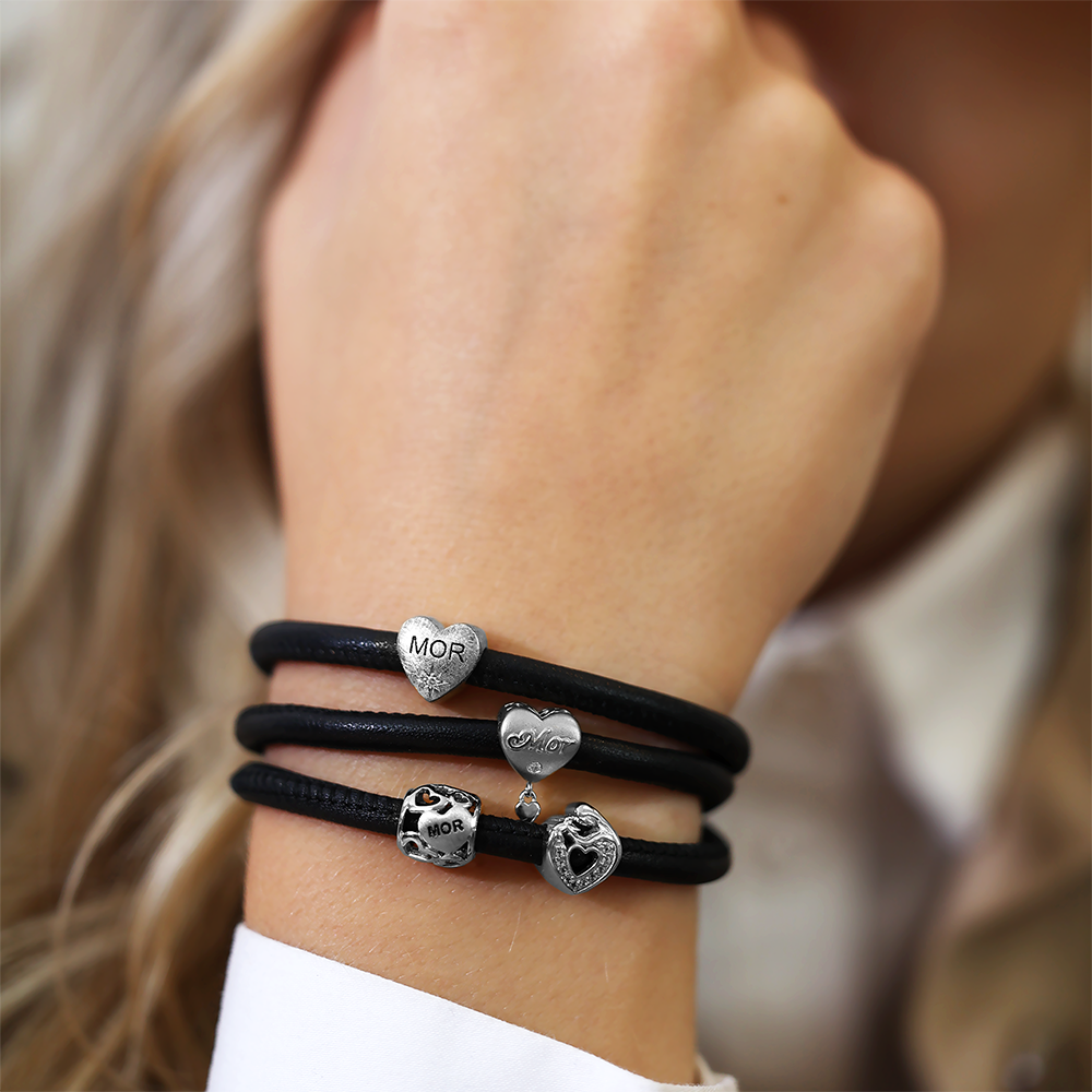 Mother & Child Heart Charms with sølvBracelet - CHRISTINA