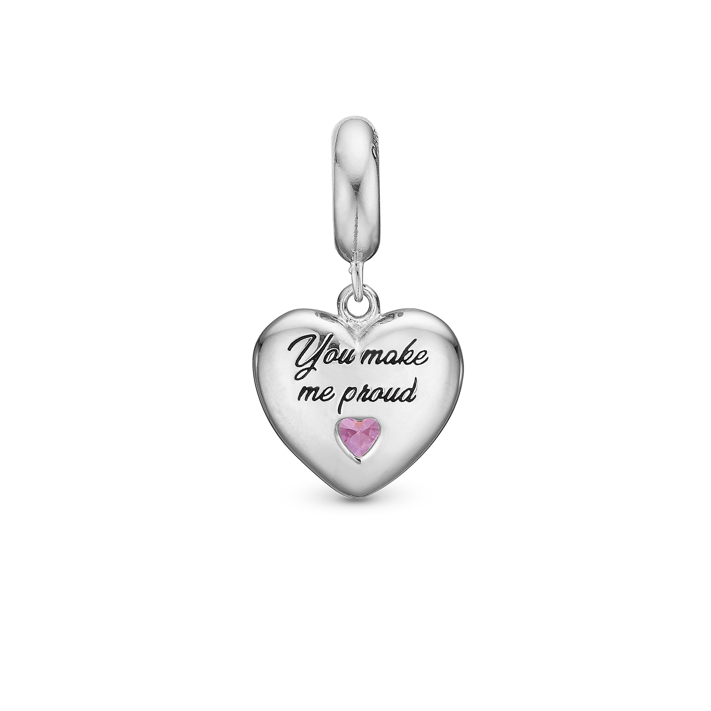 Daughter - Dangle Charm 4 mm with Bracelet - Polished Sterling Silver with 3 Turmalin