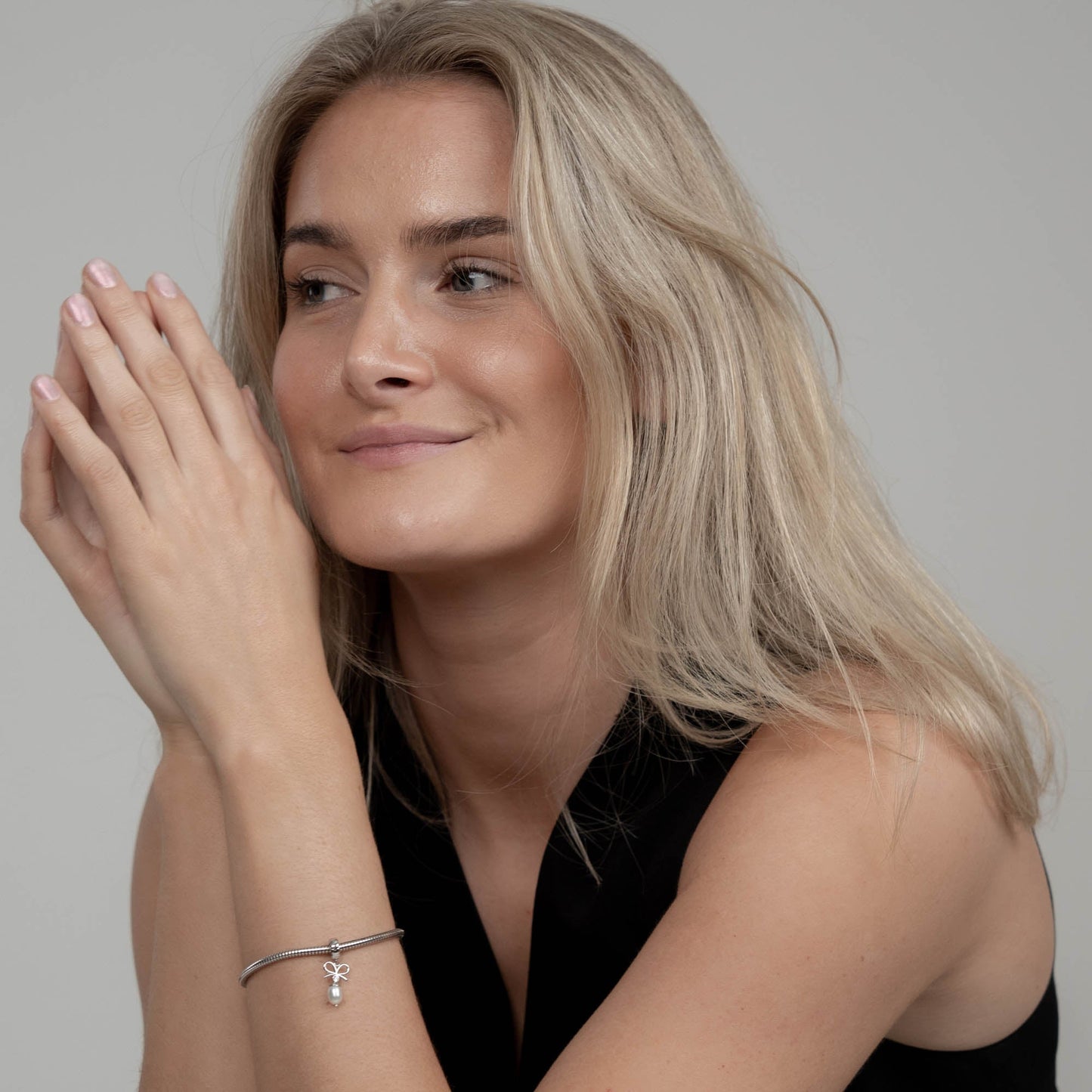 Celebrate - Dangle Charm 4 mm with Bracelet - Polished Sterling Silver with 1 Cubic Zirconia