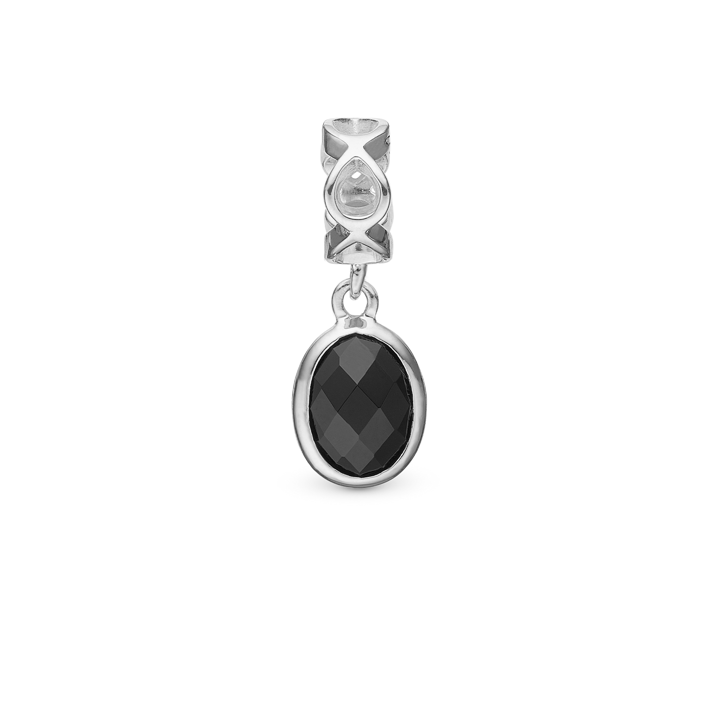 Moving Onyx - Drop Earring Charm 4 mm for Bracelet - Sterling Silver with 1 Onyx