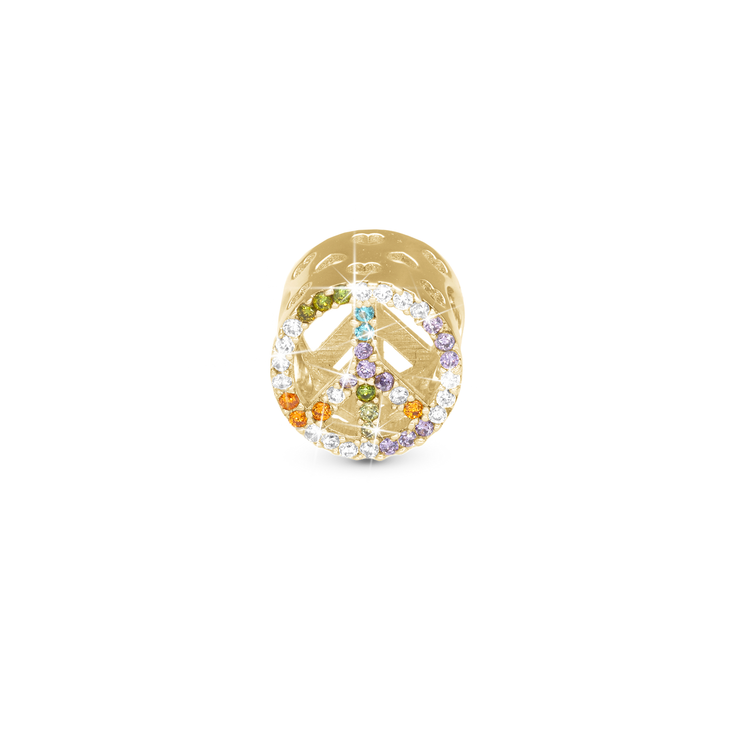 Sparkling Love Charm 6 mm for Classic Leather Bracelet – Polished Gold-Plated Sterling Silver with Cubic Zirconia