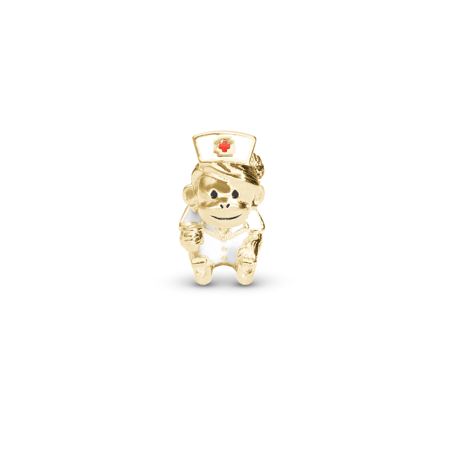 Cute monkey - NWatchse Charm 6 mm for Classic Leather Bracelet - Polished Gold Plated Sterling Silver