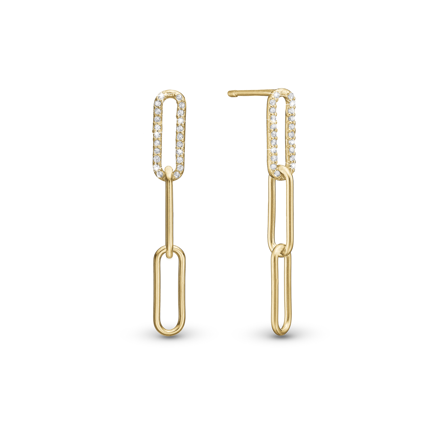 Spirit Dangle Earring - Polished Gold Plated Sterling Silver with 44 white Cubic Zirkonia