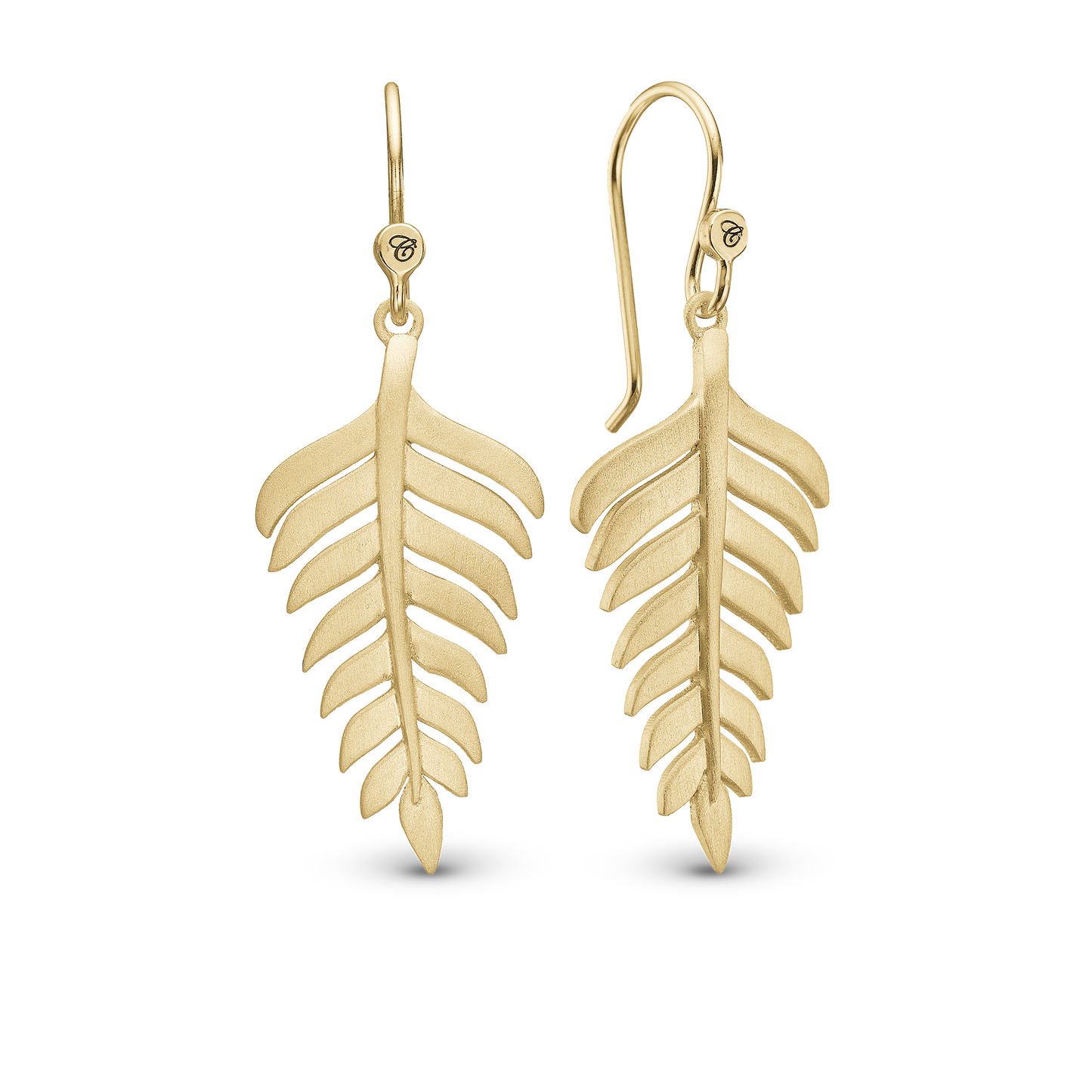 Fern Leaf Dangle Earring - Satin Gold Plated Sterling Silver