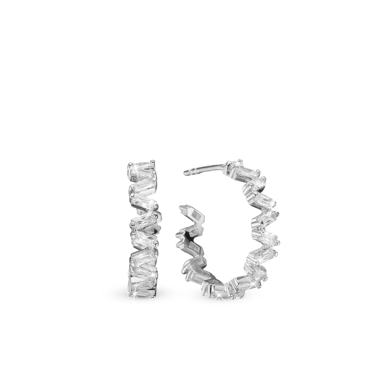 Twist & Shine Hoops - Sterling Silver with Cubic Zirkonia