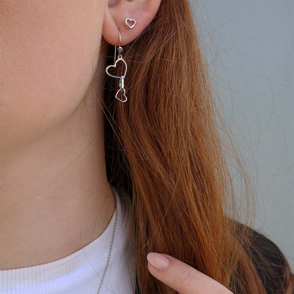 Dancing Love Dangle Earring - Polished Sterling Silver