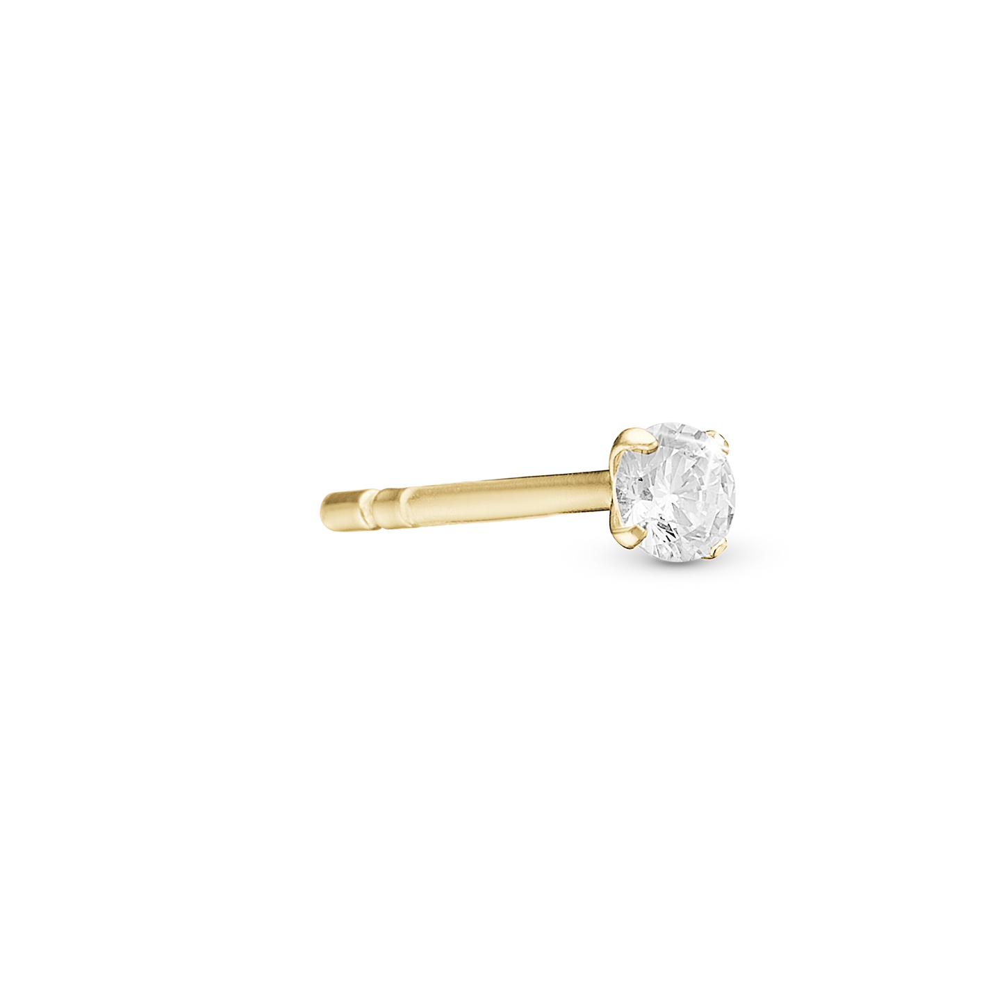 Sparkling White Simple Earring Stud / Single Stud - Polished Gold Plated Sterling Silver with 1 Cubic Zirkonia