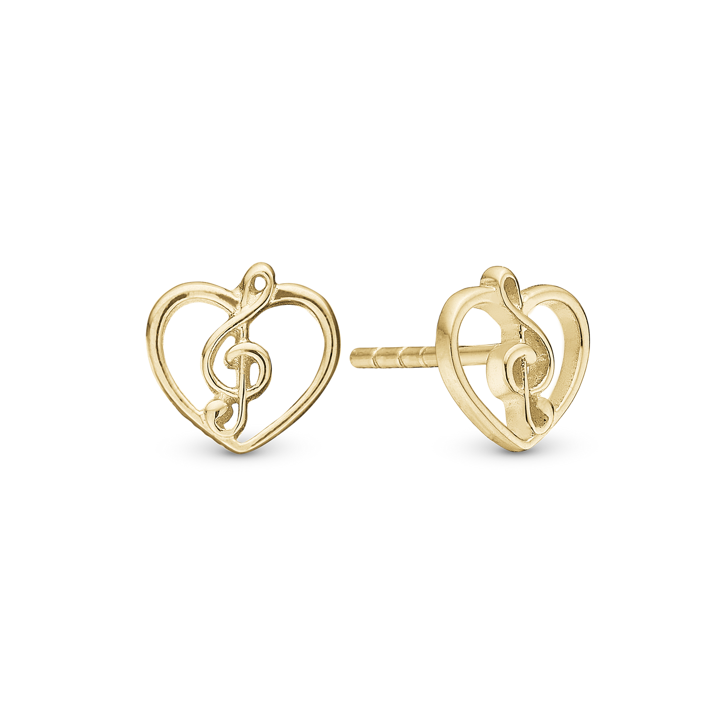 Music Love Stud Earrings - Gold Plated Sterling Silver