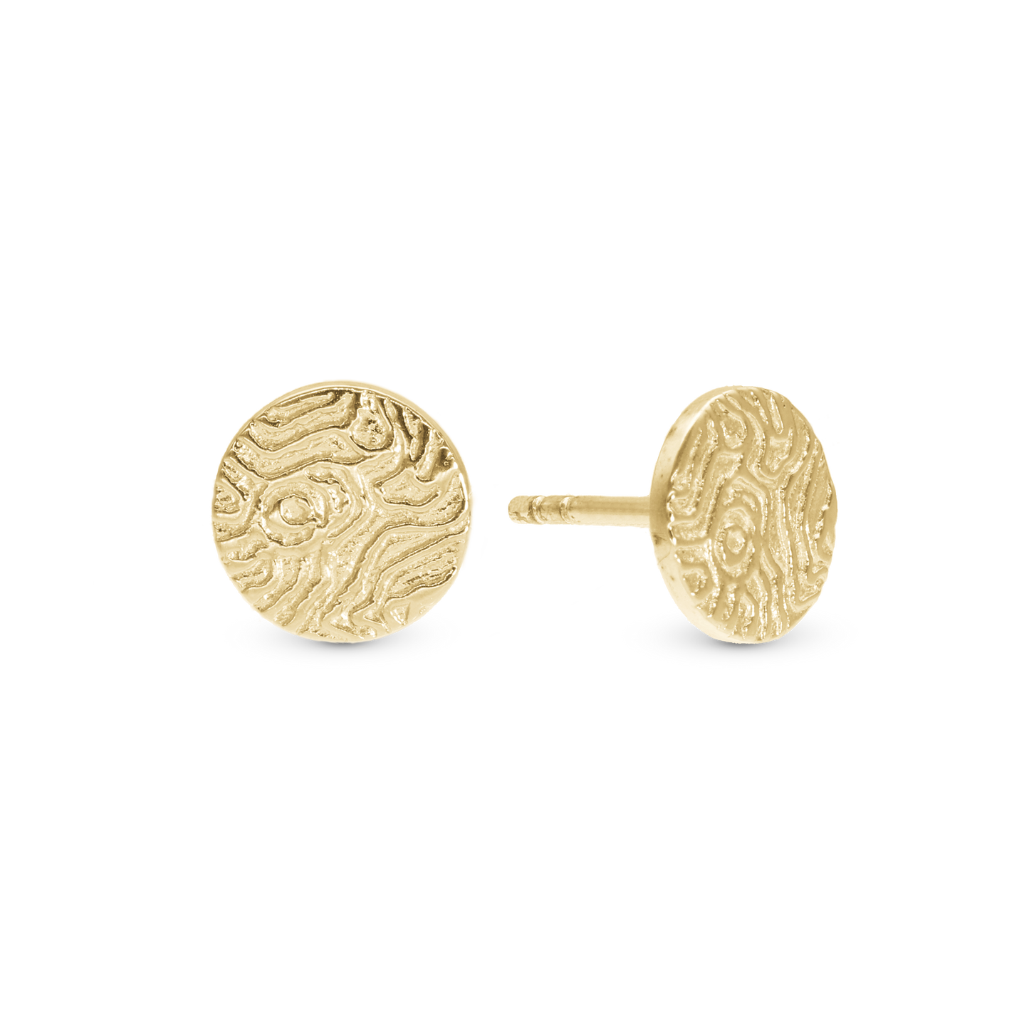 Dazzling Imprint Stud Earrings - Polished Gold Plated Sterling Silver