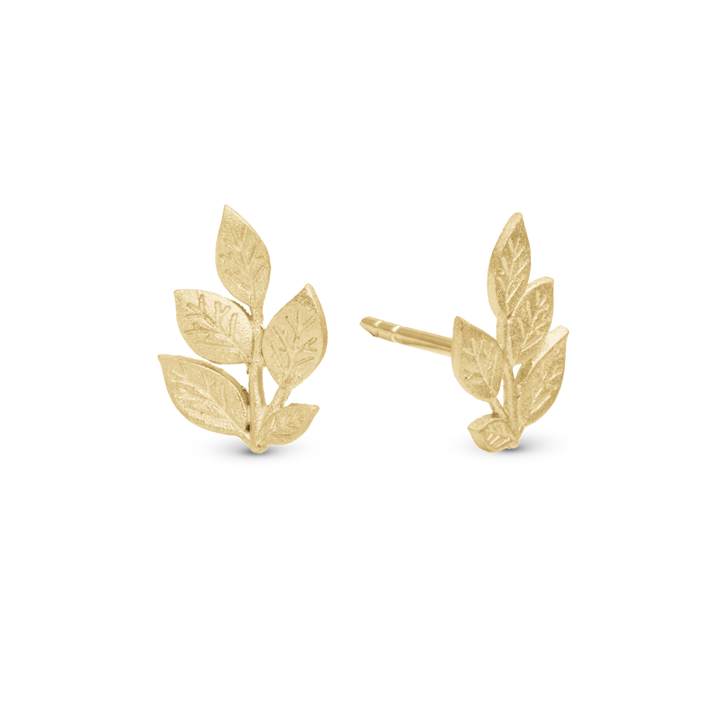 Leaf Beauty Stud Earrings - Polished Gold Plated Sterling Silver