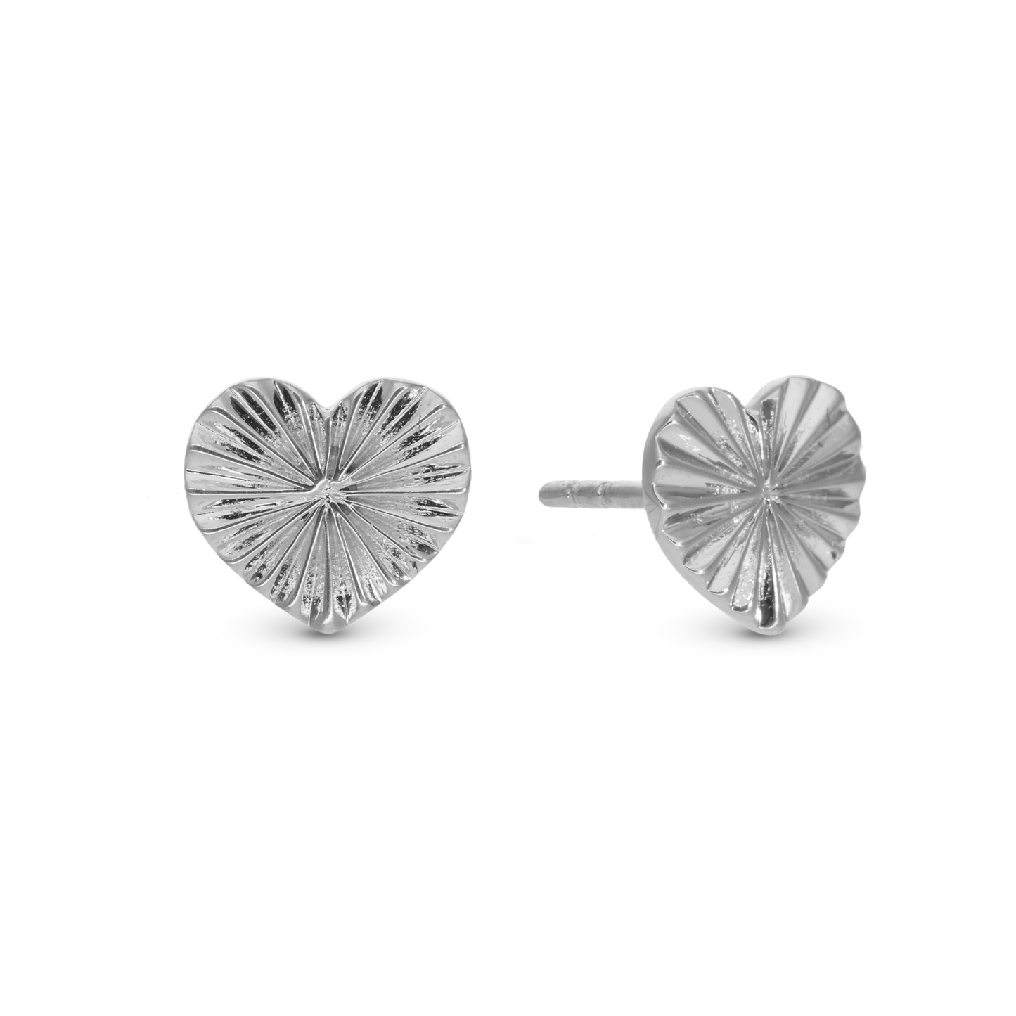 Sweet Heart Stud Earrings - Polished Sterling Silver