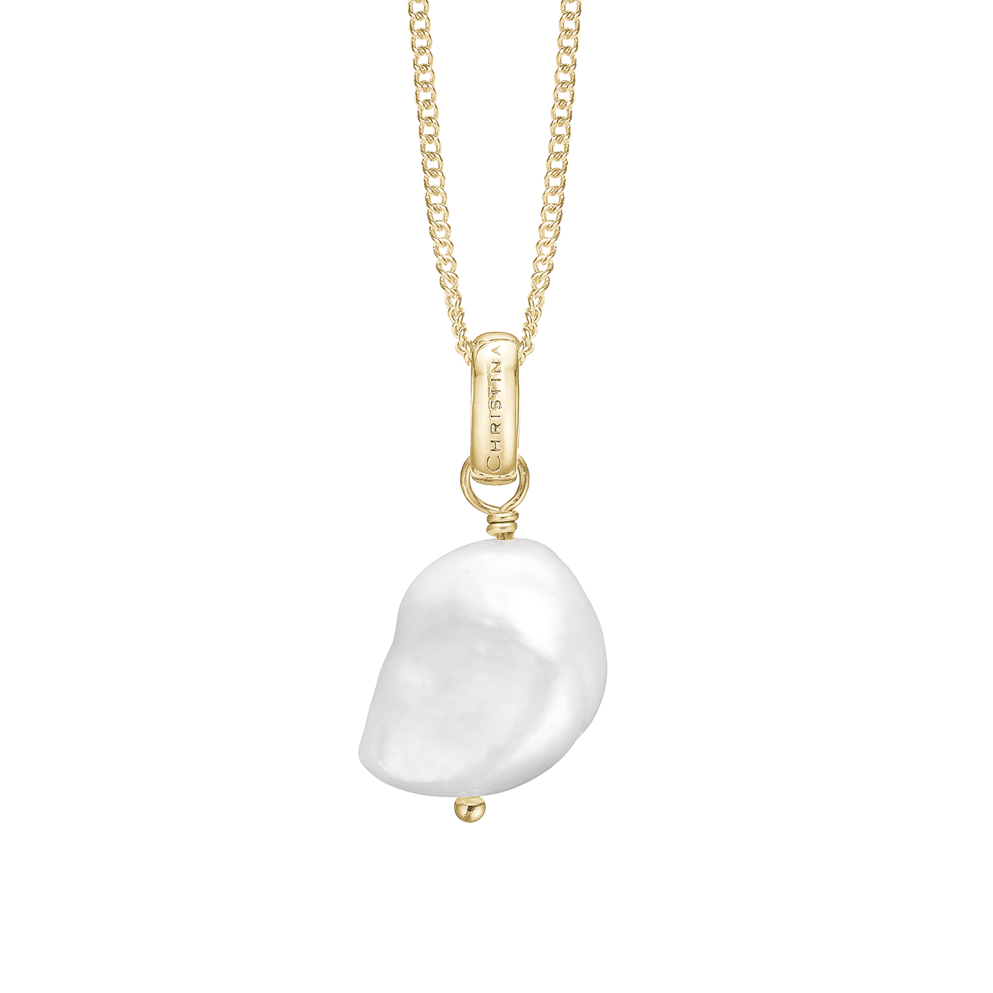 Pearl dream Earring Pendant - Polished Gold Plated Sterling Silver with 1 Perle