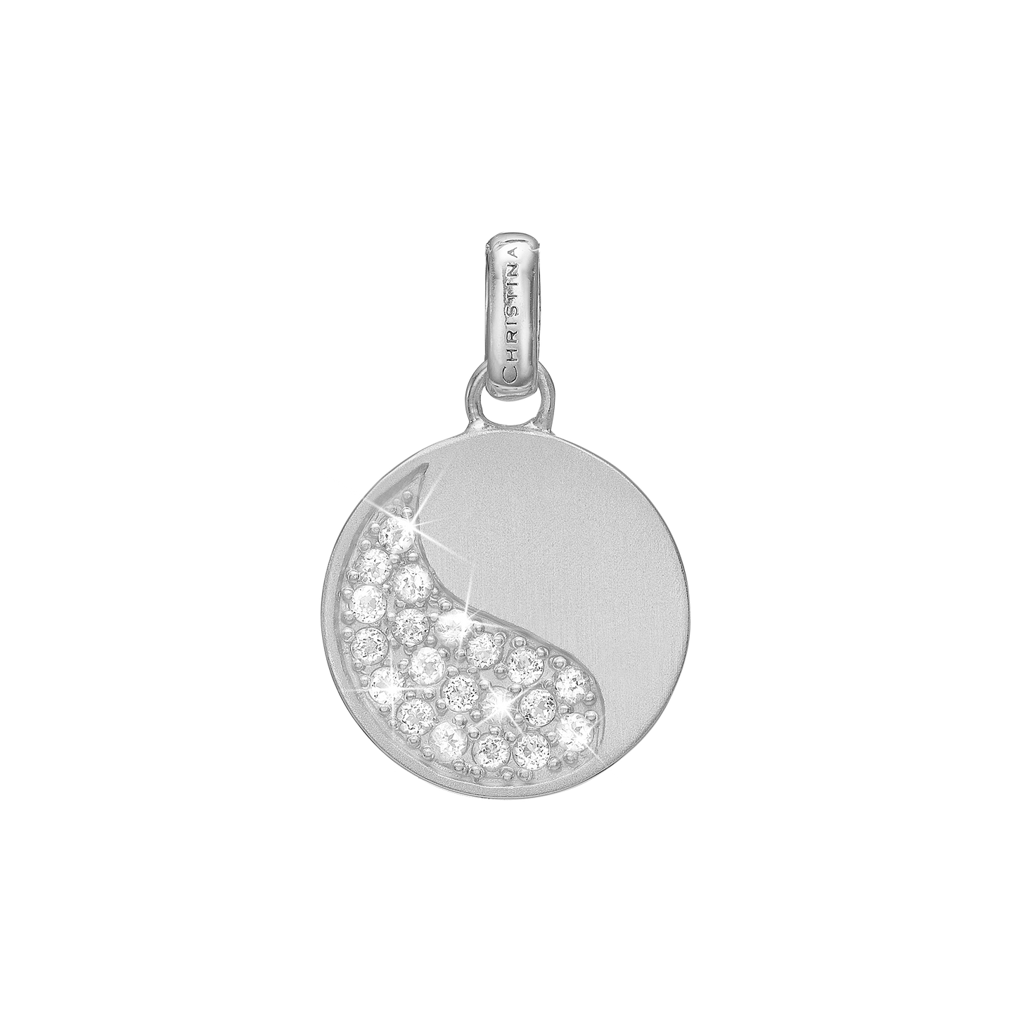 Moon Shine Earring Pendant - Polished Sterling Silver with 20 white Topas