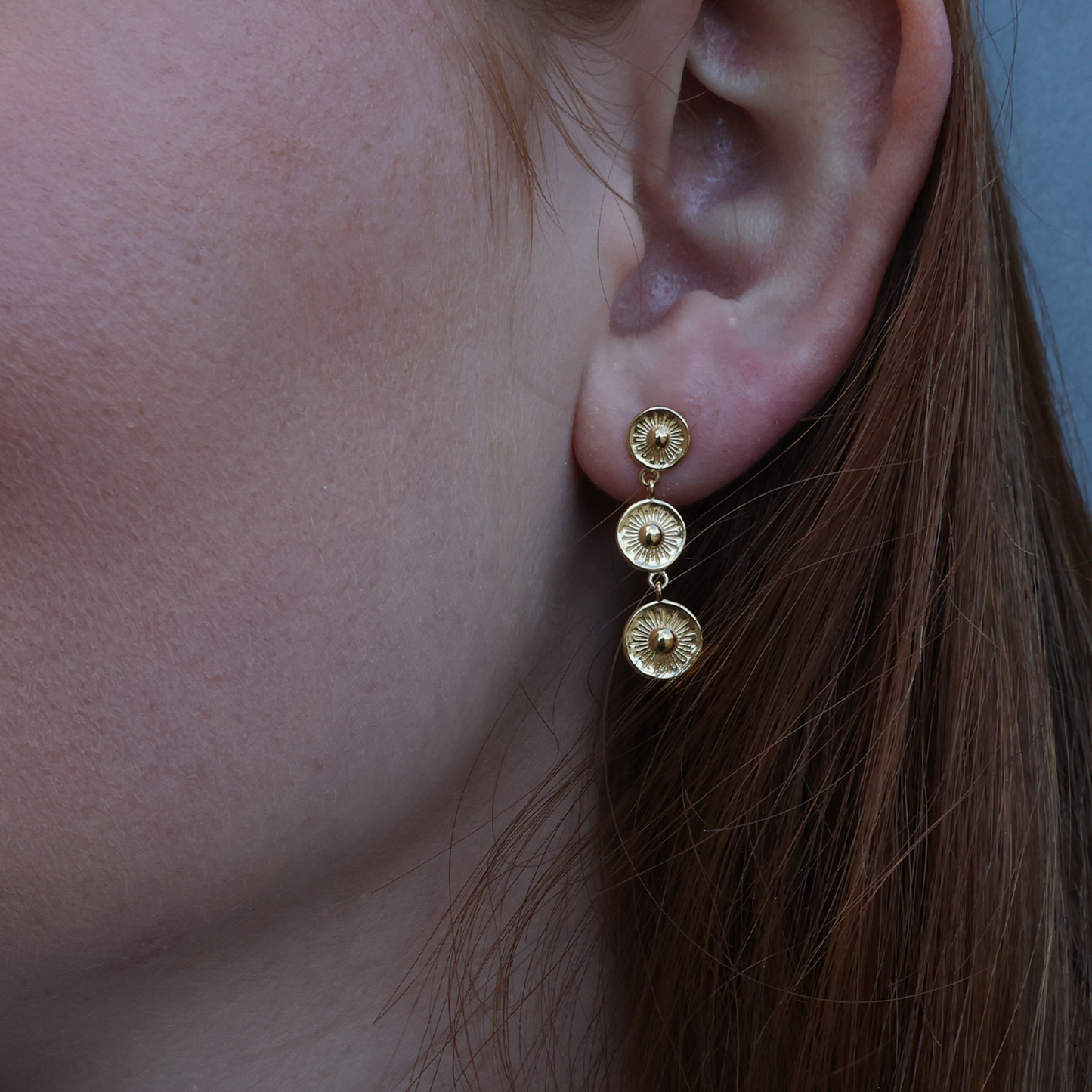 Magic Sun Dangle Earring - Polished Gold Plated Sterling Silver