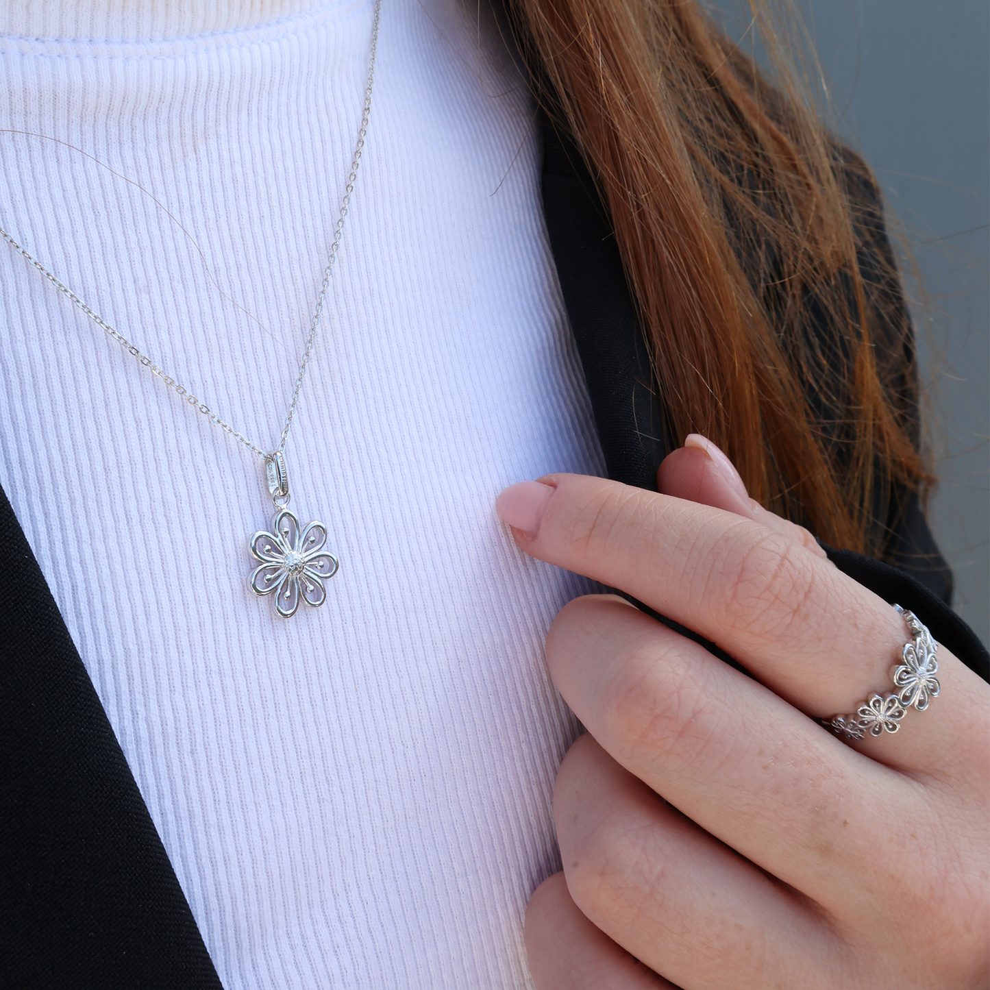 Flower Heaven Earring Pendant - Polished Sterling Silver