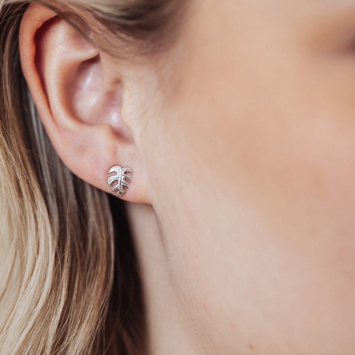 Rainforest Stud Earrings - Polished Sterling Silver