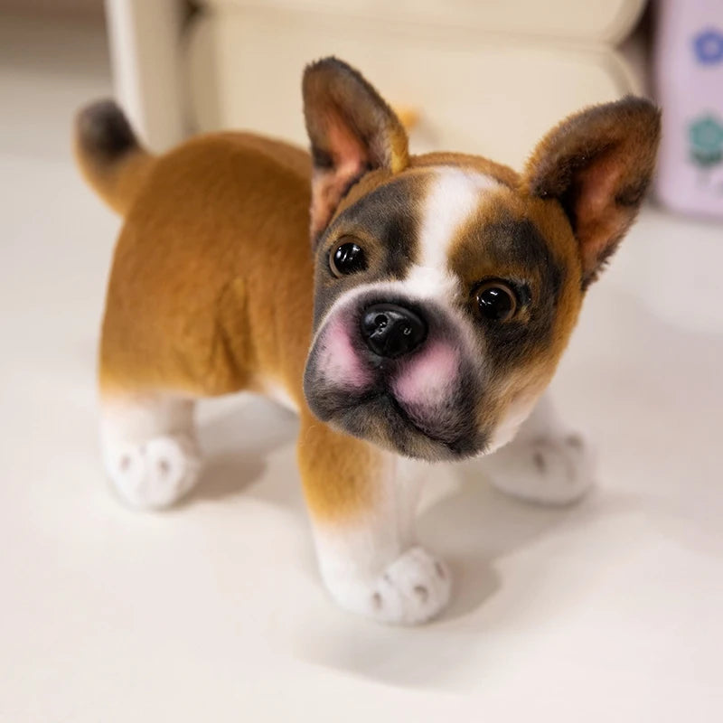 Realistische schwarze französische Bulldoggen-Plüschtiere, lebendig graue Mops-Stofftiere, Kuscheltiere, Geschenke, Heimdekoration, Geburtstagsgeschenke