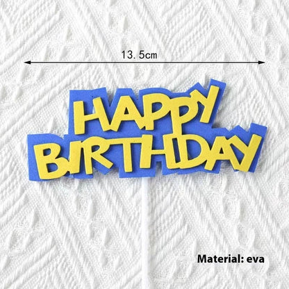 Happy Birthday Cake Decoration Card Color EVA Double Layer