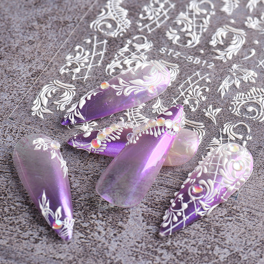 Neuer 5D-Stereo-Nagelsticker mit geschnitzter Rose