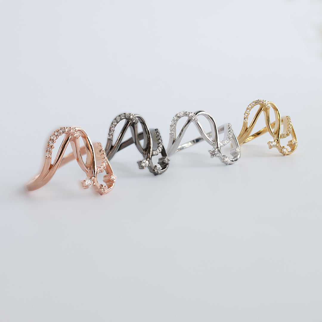 Energy Love Ring - Polished Rose Gold Plated with 20 white Topas