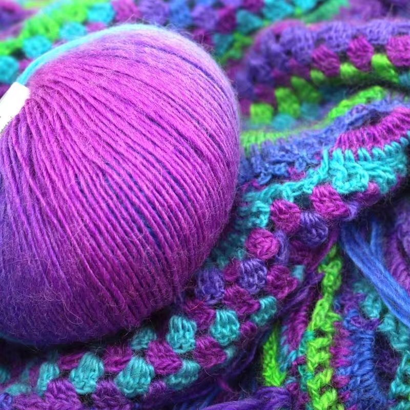 Pure Wool Long Rainbow Dyed Yarn