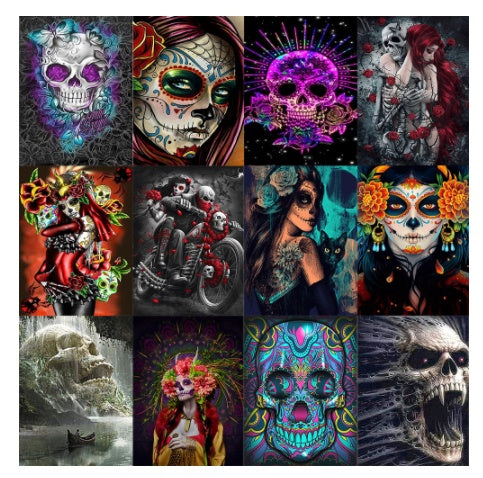 Diamantmalerei Horror-Totenkopf-Kunstmosaik Wanddekoration