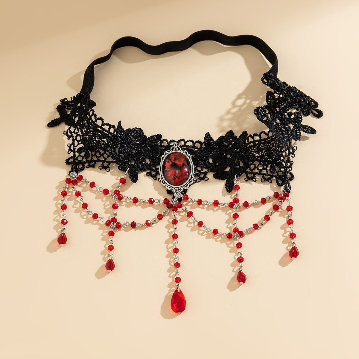 Gothic style pure desire lace leg chain blood drop red imitation crystal sexy leg ring JK tassel leg chain