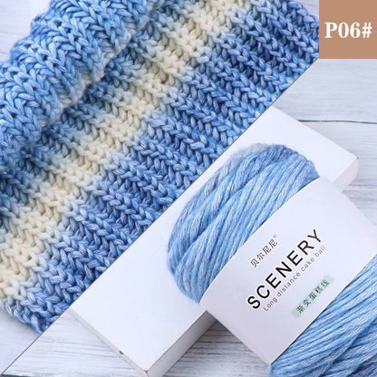 Segment Dyed Rainbow Color Gradient Hand-woven Diy Thread Clothes Scarf Hat Cake Yarn