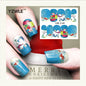 Nagelsticker mit rotem Schneeflocken-Hirsch-Schneemann-Motiv